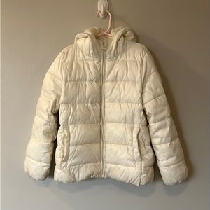Gap kids girls off white puffer jacket S